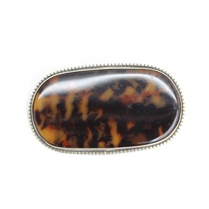 Braun Oval Stein Anhänger Brosche Sterling Silber, Vintage Schmuck, Braune Brosche, Herbst Schmuck