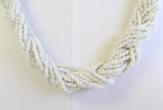 Off White Multi Strand Seed Bead Necklace, 27 Inc… - image 3