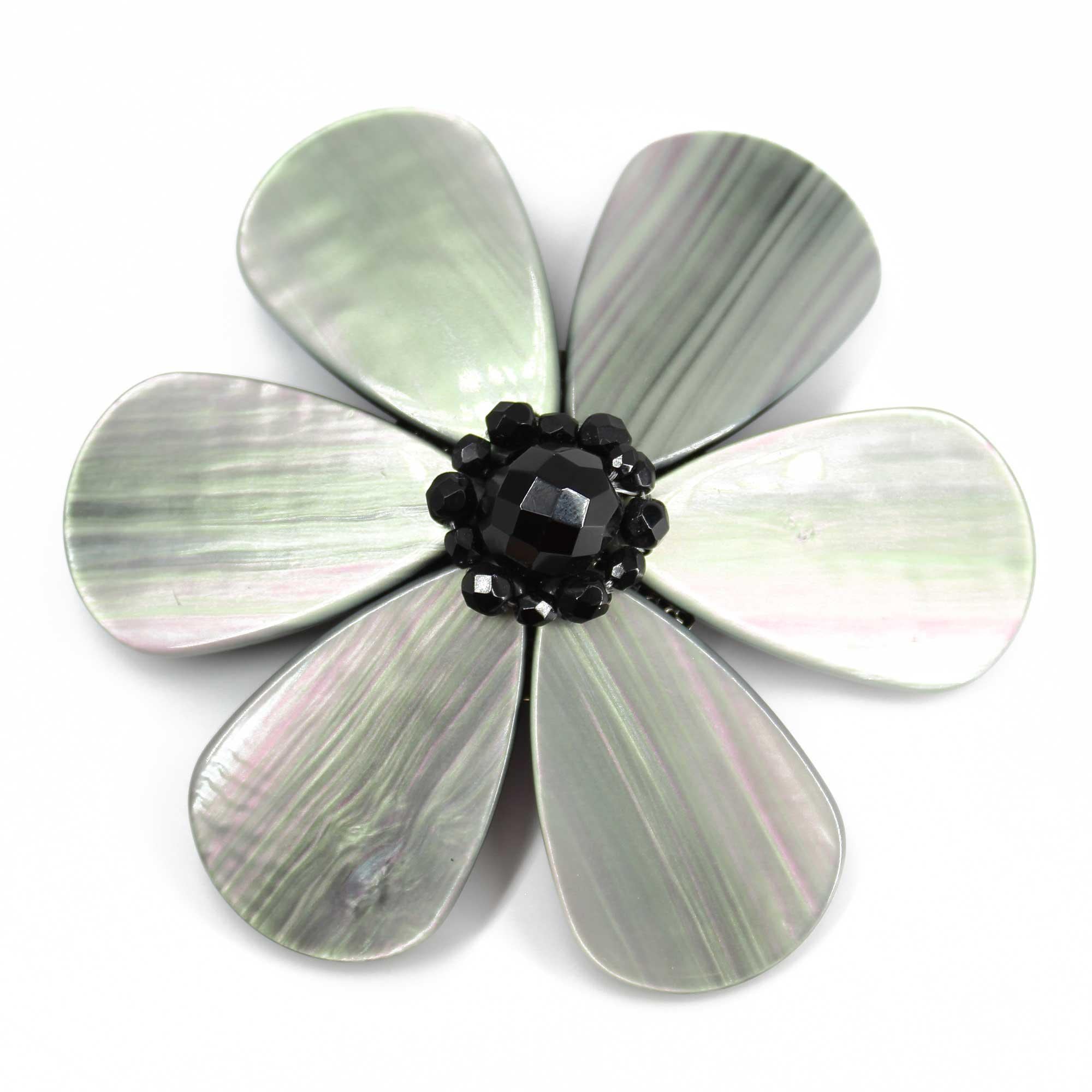 GIORGIO ARMANI ブローチ Vintage Giorgio Armani Flower Brooch in Black and Iridescent