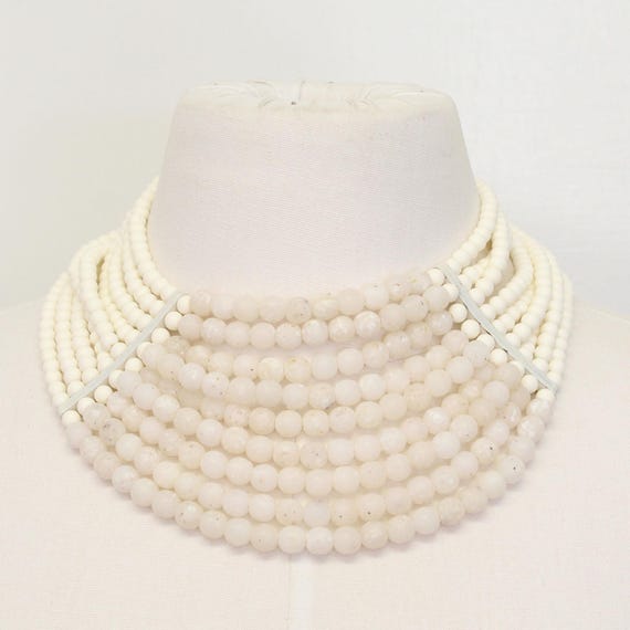 Fairchild Baldwin Multistrand Off-White Bead Coll… - image 5