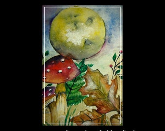 Postcard "Moon" to accompany your gifts - parties, craft gifts, birthdays