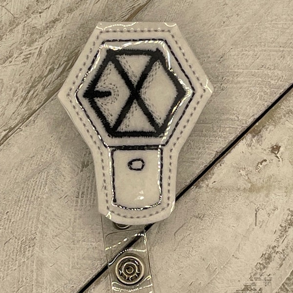 EXO light stick inspired retractable badge reel