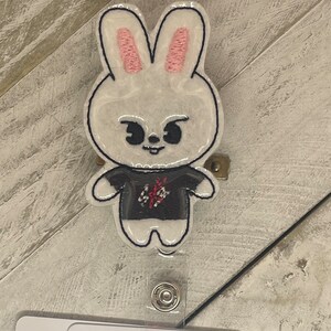 SKZOO inspired Rabbit Lee know full body retractable   badge holder