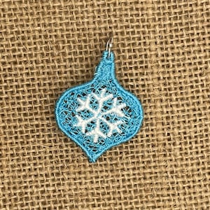 snowflake ornament earrings FSL embroidery digital file
