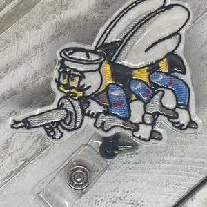 Navy Seabee inspired retractable badge reel