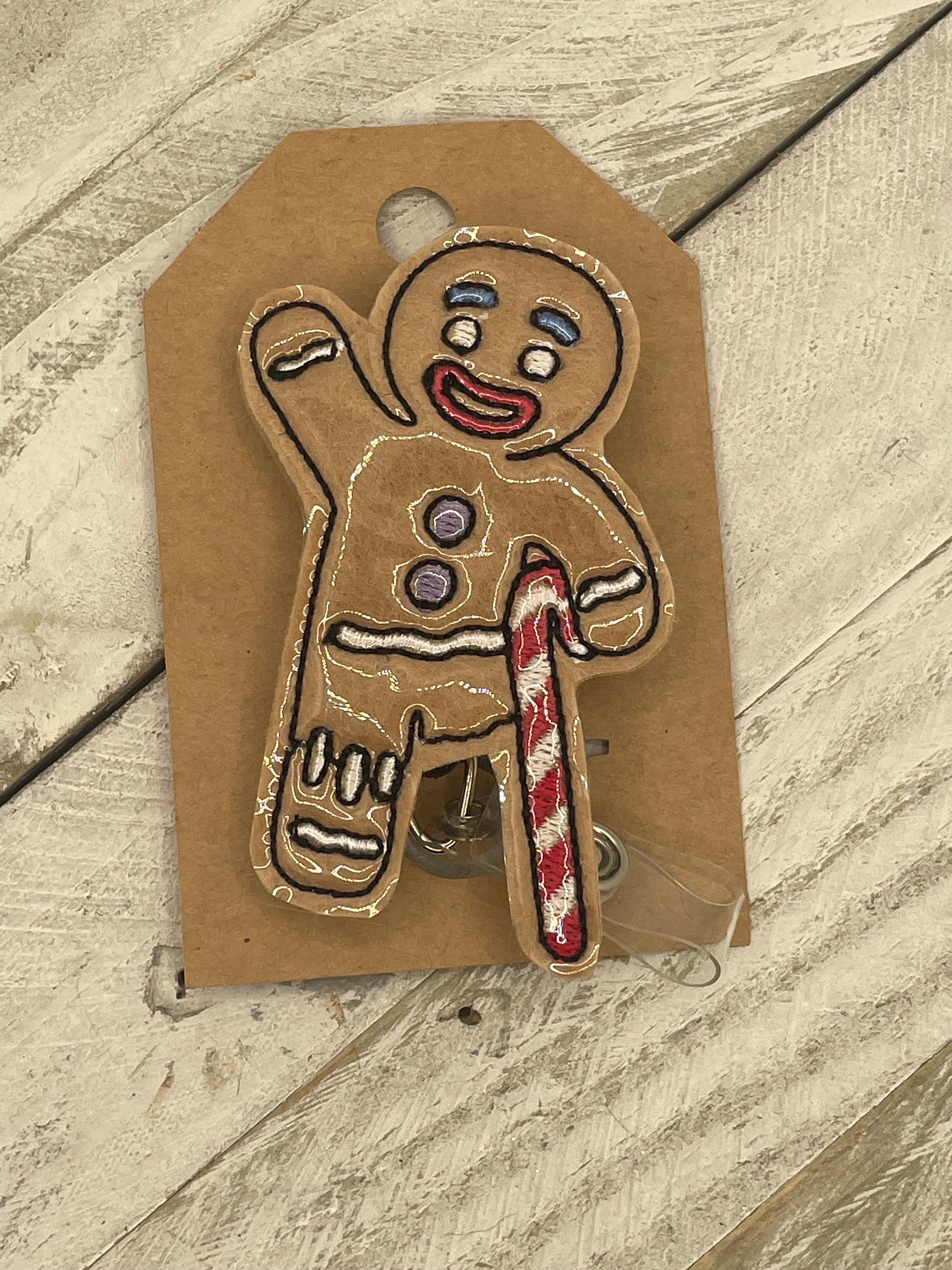 Christmas Gingerbread man Gingy inspired  retractable badge reel