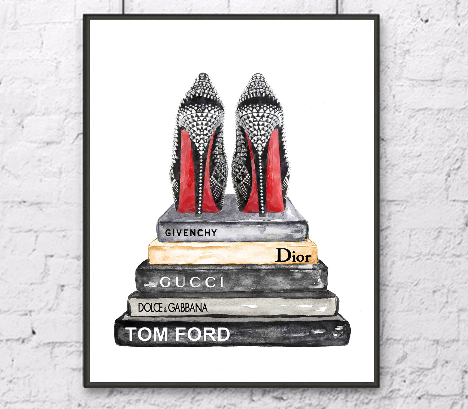 Shoes wall art watercolor painting Fashion books Fashion | Etsy