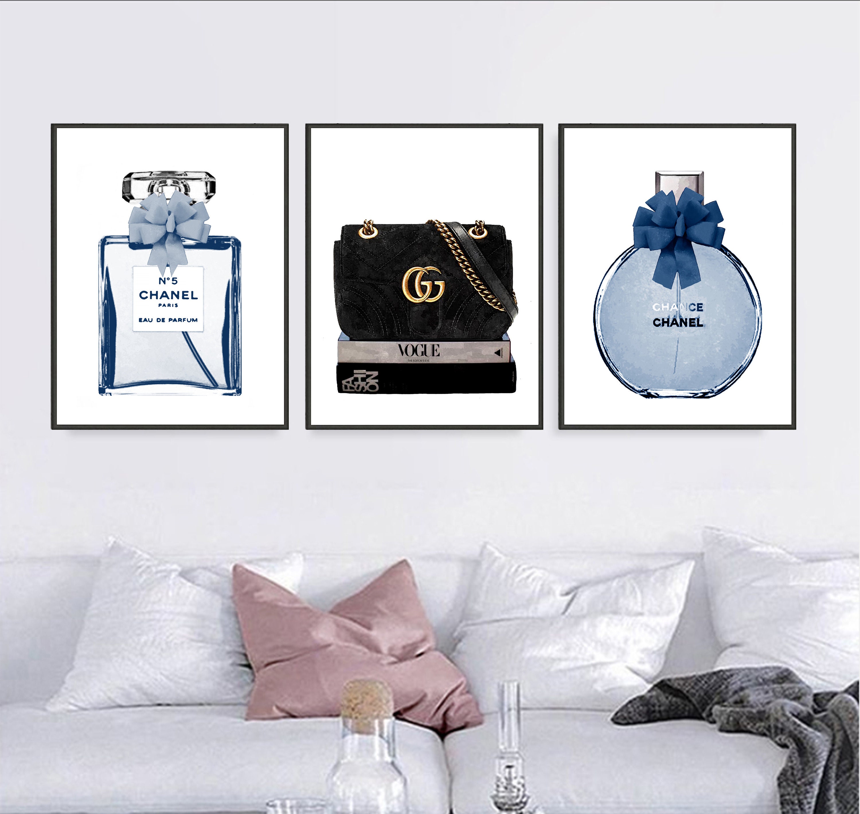 Perfume wall art set of 3 Digital prints Fashion poster Etsy