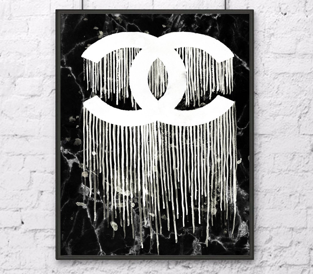 Chanel Marble Chanel art print Chanel dripping Chanel logo Etsy