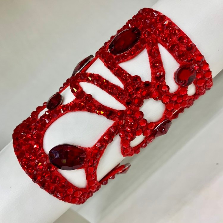 Red Bracelets for ballroom dancing,Ballroom, latin ballroom Bracelets, ballroom jewelry, swarovski Bracelets, rhinstone Bracelets red color