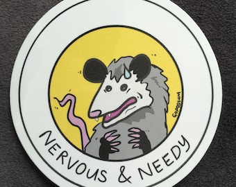 Nervous possum sticker
