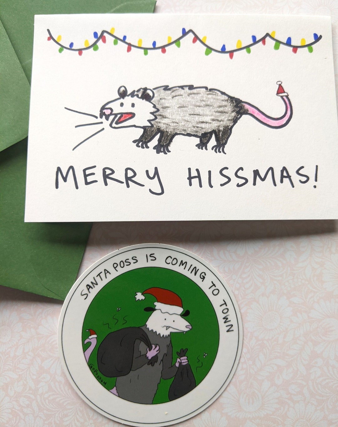 Merry Hissmas Holiday Card+ Sticker - Etsy