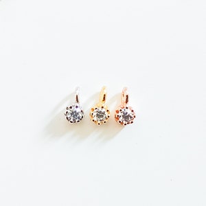 Diamond charm - Add on charm - CZ Dangle - 3mm Round Solitaire Pendant - Gold diamond charm - Tiny zirconia pendant - Crystal pendant