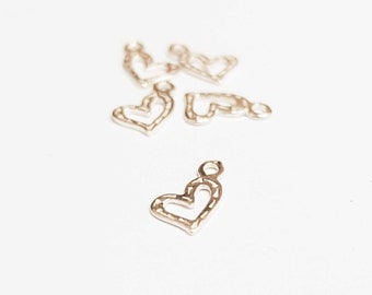 Tiny silver heart charm - 1 piece - open mini valentines charm - little heart charm silver - 6*10 mm