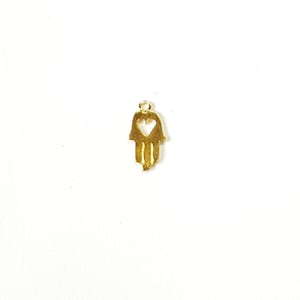 14k Gold Filled tiny hamsa charm - mini hamsa - evil eye - tiny hand charm - Hamsa with heart - 6*11mm - 1 piece