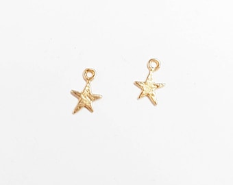Gold starfish charm - Tiny 14k gold filled starfish charm - teeny tiny gold filled charm - Marine life - Sea life - Star fish - 7*10mm