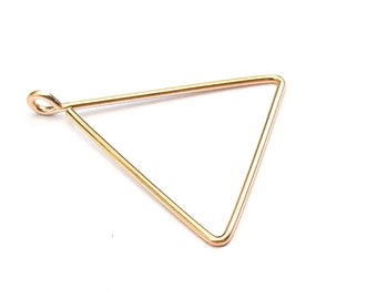 Handmade triangle charm - 14k gold filled - Sterling silver - Necklace charm - Geometric charm - 20 mm