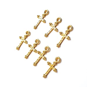 Gold Cross charm - 1 piece - gold cross pendant - Dainty Cross Charm - Religious charm - Christian Charm - Textured Cross Charm 13*8mm