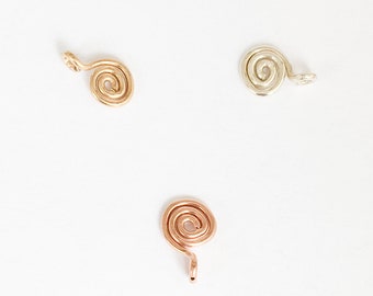 Spiral Pendant Charm, Gold spiral charm, Silver swirl charm, Rose Gold small circle charm, 1 piece, 6mm*8mm