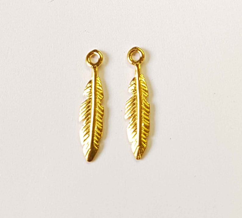 Gold Feather Charm 14k Gold Filled Feather Gold Filled - Etsy