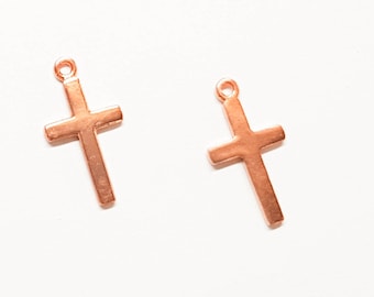 Cross charm copper color - Small Cross pendant - 1 piece - Copper Religious charm - Croix pendant - 12*9mm