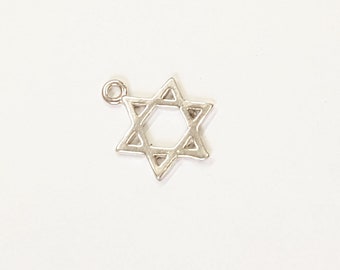 Charm Star Of David Sterling Silver - Shield of David charm - tiny Jewish symbol - David Star pendant - 1 pc - 7*9 mm