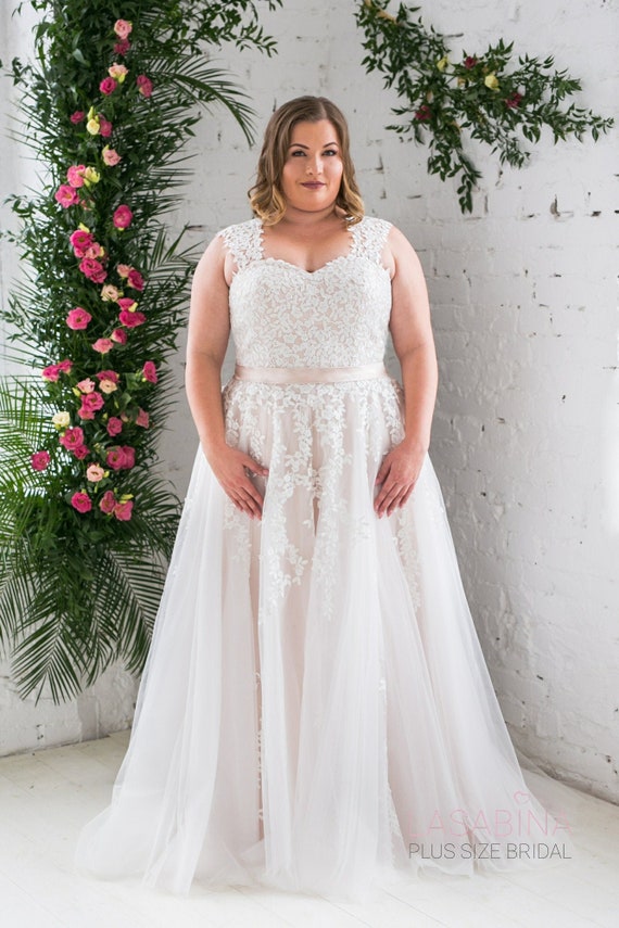 plus size detachable wedding dress