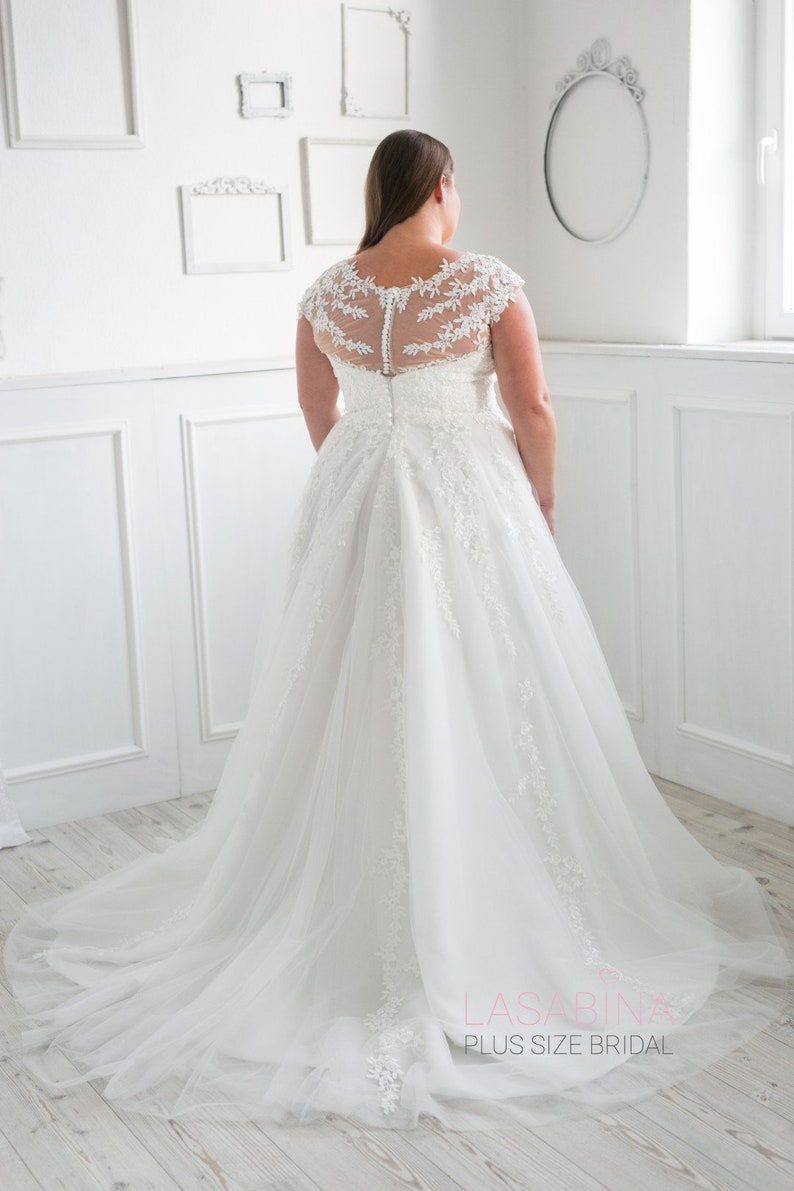 Plus size wedding dress with small sleeves image 4