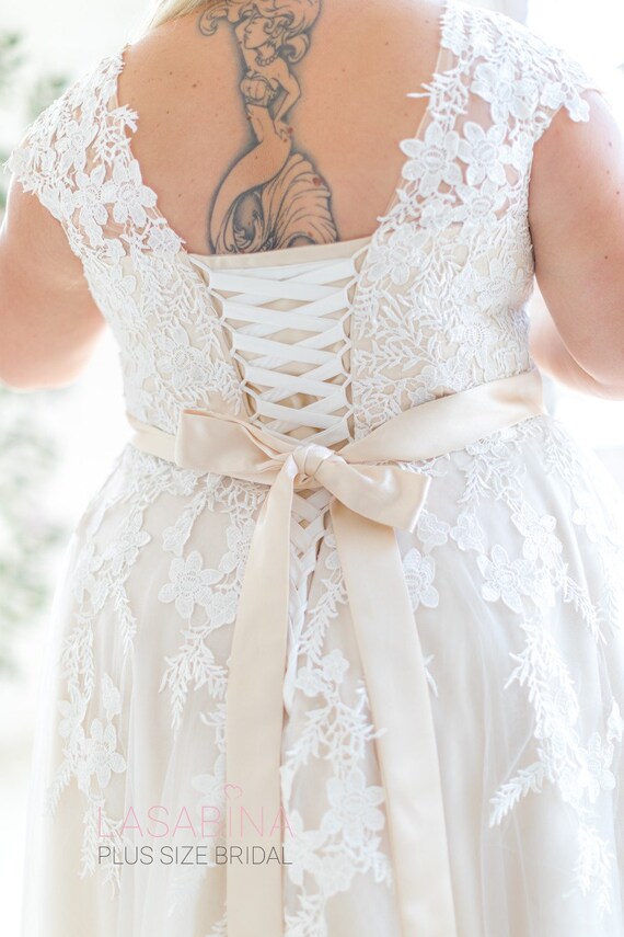 Plus Size Wedding Dress Pluss Size Wedding Dress With Sleeves Cap Sleeves Plus Size Wedding Dress Etsy UK