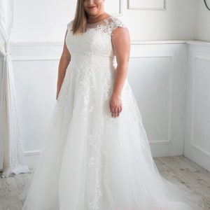 Plus size wedding dress with small sleeves image 5