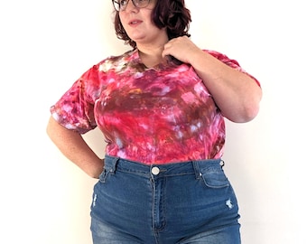 Sudadera con capucha y camisa teñida en marrón rojizo Hand Ice • Ropa boho divertida