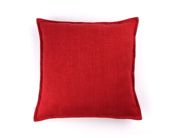 Bright Red Textured Plain Weave Cushion Cover