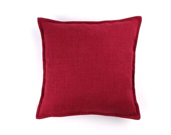 Dark Peony Pink Textured Plain Weave Cushion Cover