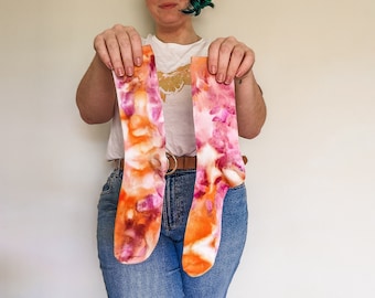 Calcetines Bambú Morado y Naranja teñido hielo