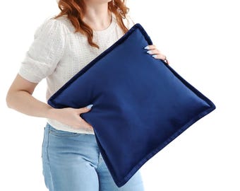 Funda de cojín de terciopelo azul marino, decoración de lujo para el hogar