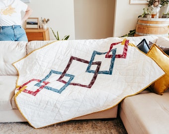 Edredón personalizado hecho a mano con patrón de diamantes