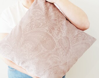 Soft Purple Dove Paisley Textured Velvet Cushion Cover