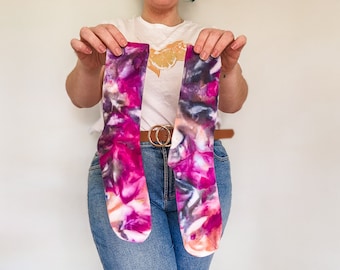 Calcetines Bambú Morado, Negro y Naranja Hielo teñido