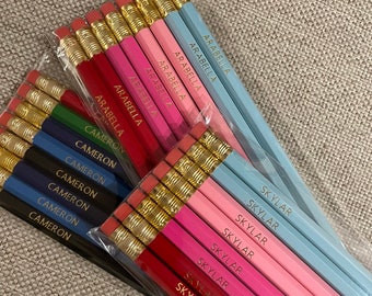 Personalized Pencils, custom pencils, stocking stuffers, gifts for kids, girl presents, teacher gifts