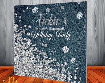 Denim Diamonds Theme Party Backdrop Step N Repeat Backdrop Etsy