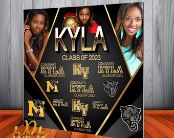 Graduation Photo Collage Backdrop - Personalized Graduation Photo Banner - Class of 2023