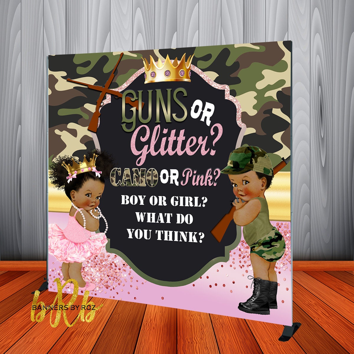Glitter or Guns Gender Reveal Backdrop Custom Gender Reveal Etsy