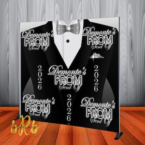 Prom Send Off Tuxedo Backdrop - Step and Repeat Backdrop for Prom 2026