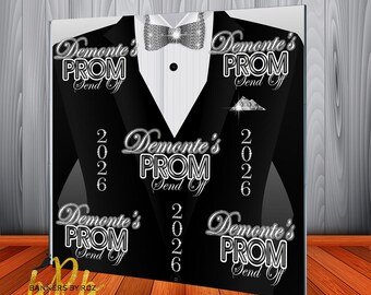 Prom Send Off Tuxedo Backdrop - Step and Repeat Backdrop for Prom 2026