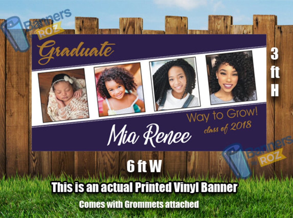 Graduation Banner 4 Photos Personalized Graduation Banner Etsy