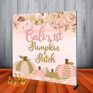 Little Pumpkin Patch Backdrop Personalized for 1st Birthdays, Baby Showers and Halloween Parties
