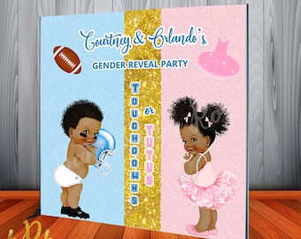 Touchdowns and Tutus Gender Reveal Backdrop- Custom Gender Reveal Banner for Baby Shower or Gender Reveal Party