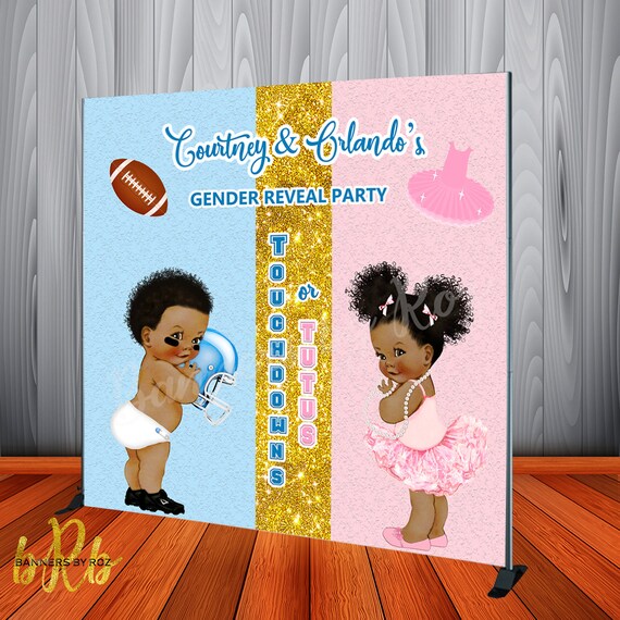 Touchdowns and Tutus Gender Reveal Backdrop- Custom Gender Reveal Banner for Baby Shower or Gender Reveal Party