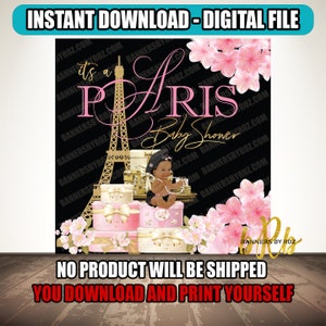 Paris Baby backdrop DIGITAL FILE - Instant Download. Paris baby shower banner for Parisian Baby shower - Pais baby shower decorations