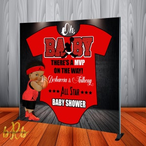 Baby J Baby Shower Backdrop - Custom Air Jordan, Oh Baby All Star Baby Shower Banner Backdrop